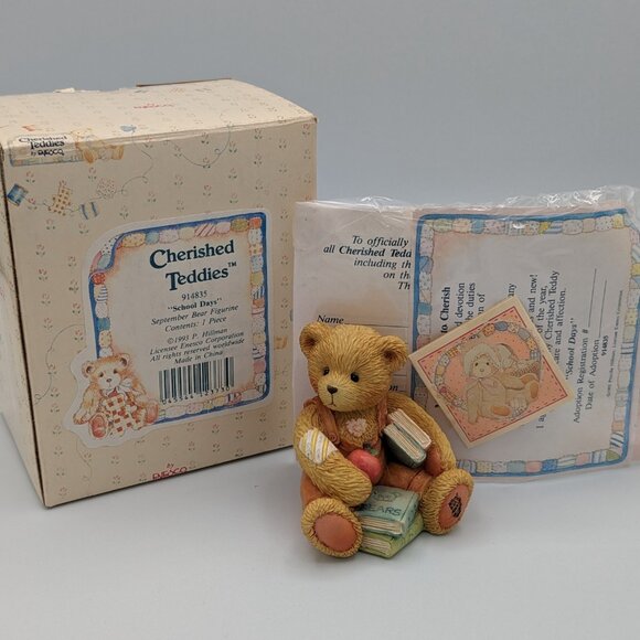 Cherished Teddies 1993 Seth School Days September Bear Figurine (914835) - Picture 2 of 11